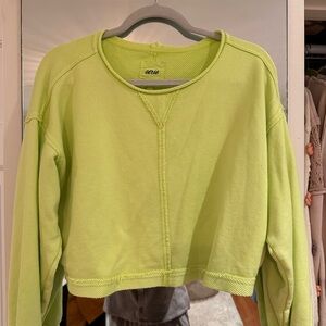 Aerie Lime Green Cropped Sweatshirt